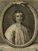 Porträt von Le Courayer, Pierre François  (Zuverläßige Nachrichten von dem gegenwärtigen Zustande der Wissenschaften., 1752, 145. T., ungez. Bl. am Anf. d. Bandes. [Zuschnitt auf Schmuckrahmen])