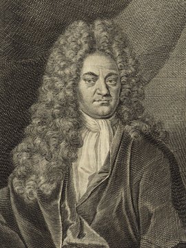 Porträt von Rivinus, Augustus Quirinus  (Deutsche Acta Eruditorum., 1720, 66. T., ungez. Bl. vor S. 381. [Zuschnitt auf Schmuckrahmen])