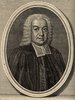 Porträt von Schelhorn, Johann Georg  (Zuverläßige Nachrichten von dem gegenwärtigen Zustande der Wissenschaften., 1748, 101. T., ungez. Bl. vor S. 316. [Zuschnitt auf Schmuckrahmen])