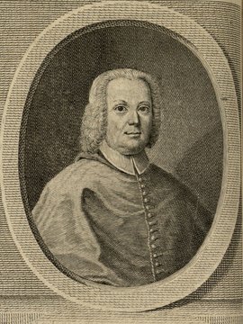 Porträt von Passionei, Domenico  (Zuverläßige Nachrichten von dem gegenwärtigen Zustande der Wissenschaften., 1754, 172. T., ungez. Bl. vor S. 238. [Zuschnitt auf Schmuckrahmen])