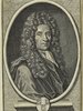 Porträt von Locke, John  (Die Gelehrte Fama, welche den gegenwärtigen Zustand der gelehrten Welt und sonderlich derer deutschen Universitäten entdecket., 1711, 4. T., ungez. Bl. am Anf. d. Stückes. [Zuschnitt auf Schmuckrahmen])