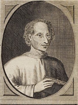 Porträt von Machiavelli, Niccolò  (Neue Bibliothec oder Nachricht und Urtheile von neuen Büchern., 1714, 36. St., ungez. Bl. vor S. 439. [Zuschnitt auf Schmuckrahmen])