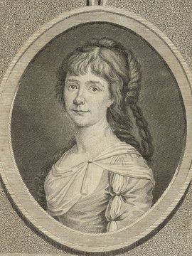 Porträt von Albrecht, Sophie  (Litteratur- u. Theater-Zeitung., 1784, 2. T., ungez. Bl. am Anf. d. Teils. [Zuschnitt auf Schmuckrahmen])