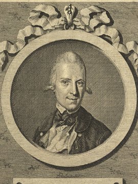Porträt von Bürger, Gottfried August  (Allgemeine deutsche Bibliothek., 1778, 35. Bd., 1. St., ungez. Bl. am Anf. d. Bandes. [Zuschnitt auf Schmuckrahmen])