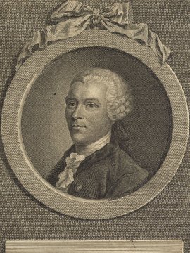 Porträt von Ebert, Johann Arnold  (Neue Bibliothek der schönen Wissenschaften., 1769, 9. Bd., 1. St., ungez. Bl. am Anf. d. Bandes. [Zuschnitt auf Schmuckrahmen])