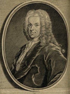 Porträt von Engelbrecht, Hermann Heinrich von  (Zuverläßige Nachrichten von dem gegenwärtigen Zustande der Wissenschaften., 1741, 24. T., ungez. Bl. vor S. 839. [Zuschnitt auf Schmuckrahmen])