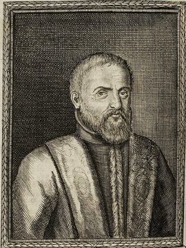 Porträt von Morosini, Andrea  (Neue Bibliothec oder Nachricht und Urtheile von neuen Büchern., 1713, 27. St., ungez. Bl. vor S. 555. [Zuschnitt auf Schmuckrahmen])