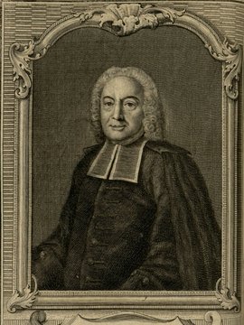 Porträt von Lenglet Du Fresnoy, Nicolas  (Zuverläßige Nachrichten von dem gegenwärtigen Zustande der Wissenschaften., 1753, 160. T., ungez. Bl. vor S. 242. [Zuschnitt auf Schmuckrahmen])