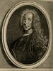 Porträt von Taylor, John  (Zuverläßige Nachrichten von dem gegenwärtigen Zustande der Wissenschaften., 1745, 67. T., ungez. Bl. vor S. 457. [Zuschnitt auf Schmuckrahmen])