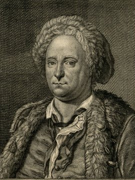 Porträt von Hagedorn, Friedrich von  (Zuverläßige Nachrichten von dem gegenwärtigen Zustande der Wissenschaften., 1756, 193. T., ungez. Bl. am Anf. d. Bandes. [Zuschnitt auf Schmuckrahmen])