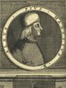 Porträt von Manuzio, Aldo Pio  (Neuer Bücher-Saal der gelehrten Welt., 1712, 16. Oeffn., ungez. Bl. vor S. 225. [Zuschnitt auf Schmuckrahmen])